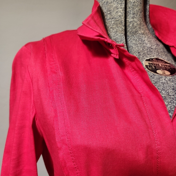 Elie Tahari Linen/Cotton Long Sleeved Dress Size 6 - Picture 4 of 7